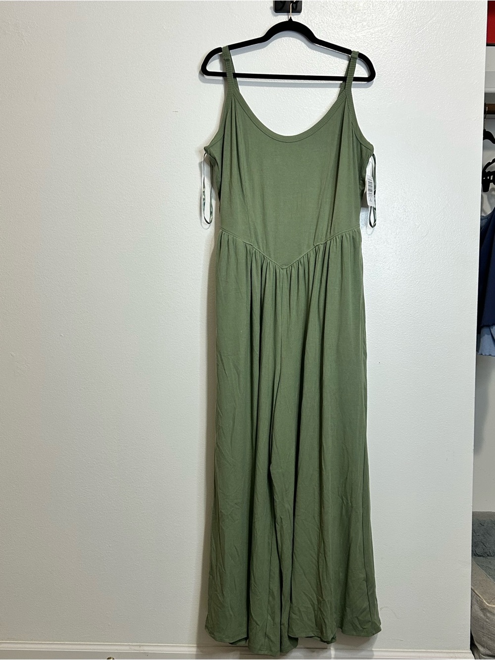 NWT Torrid Hedge Sage Green Super Soft Ribbed Wide Leg Jumpsuit Plus Size 3X